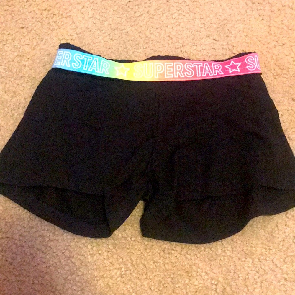 Black shorts with rainbow stretch band